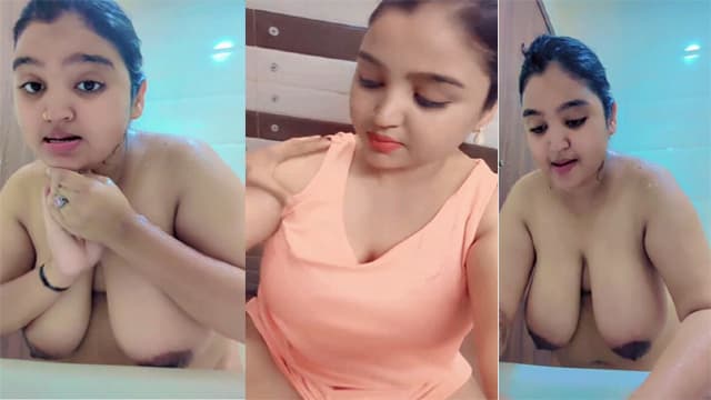 Desi Lady big boobs showing while bathing video hd