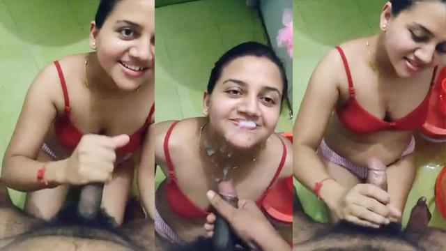 Sexy Cousin Desi Babe Blowjob Cumshot On Open Mouth