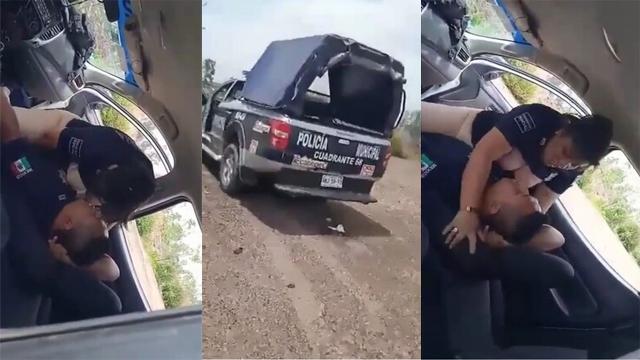 Guy Secretely Cops are fucking in car in an abandoned field Video